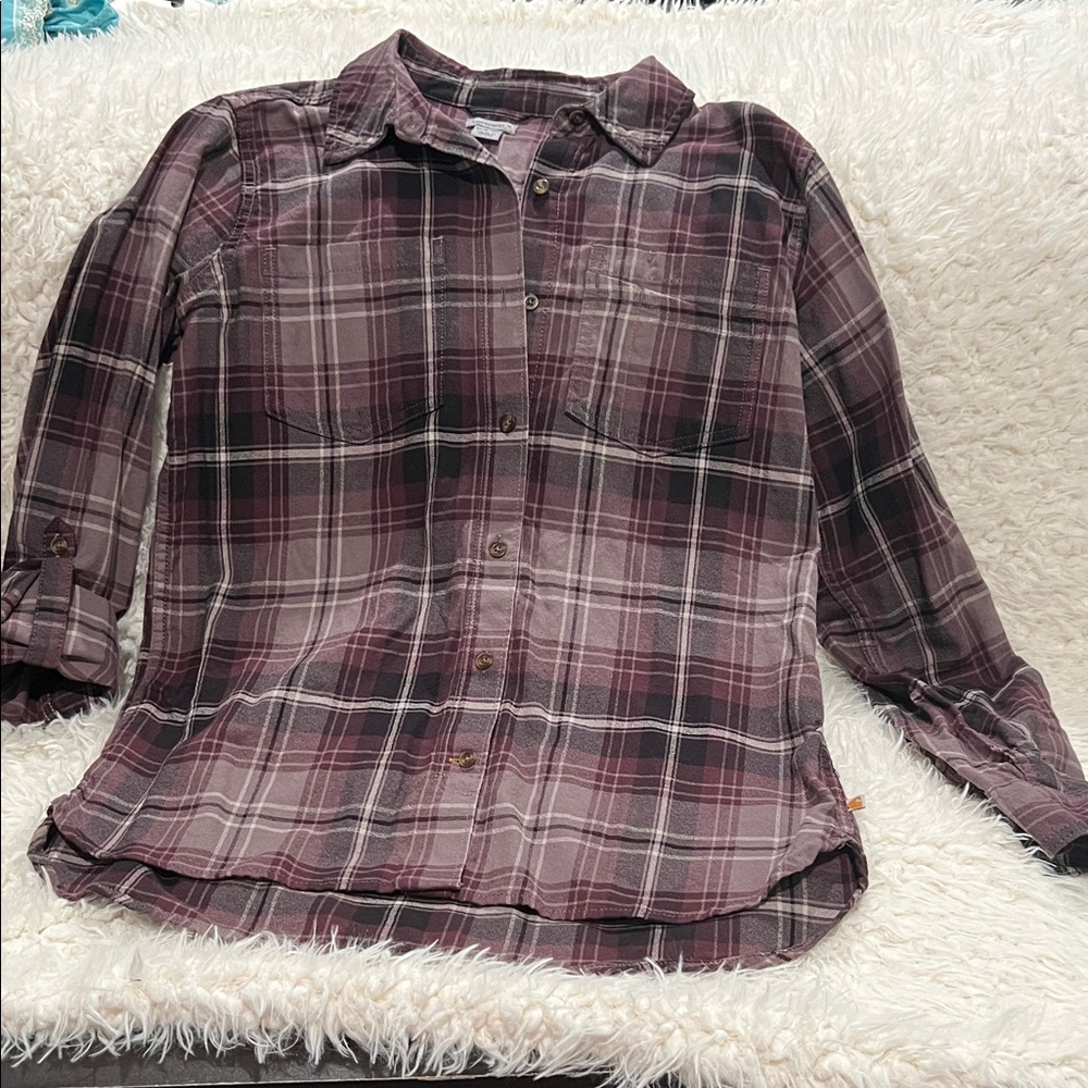 Carhartt Maroon and Black Plaid Shirt